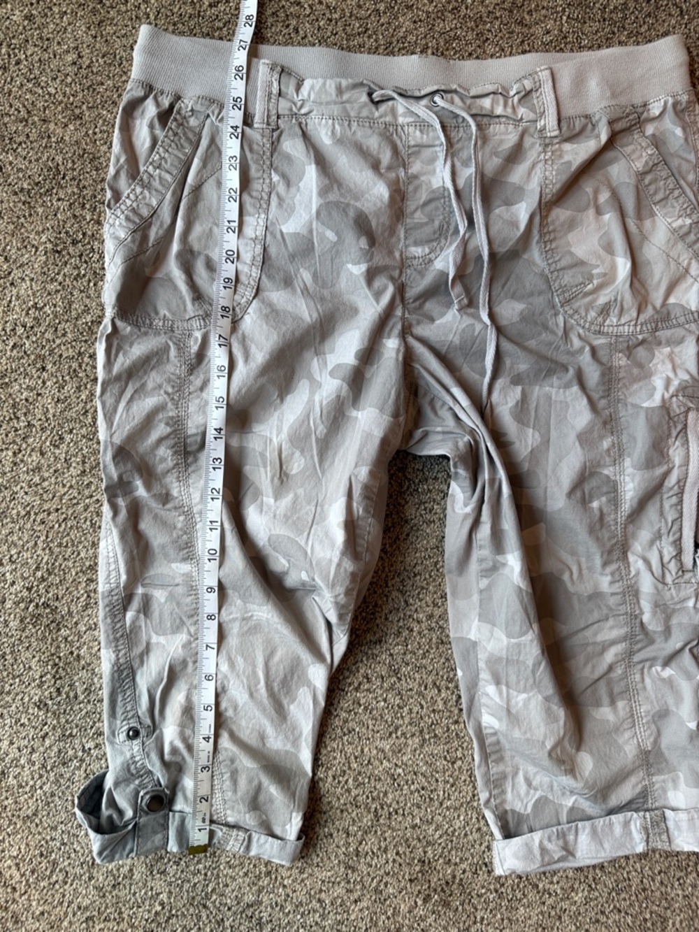 Khakis & Company | Neutral Camo Roll-Up Cargo Capri Pants - Picture 6 of 10